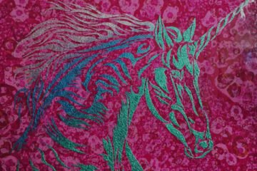 Unicorn painting, acrylic and resin contemporary fine art painting on canvas. UK art for sale by a UK artist.